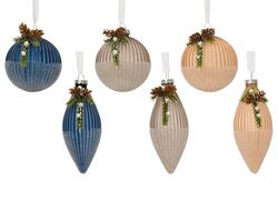 Decoris Kerstballen glas with sugar, pinecone 6ass - afbeelding 1