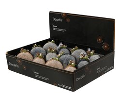 Decoris Kerstballen glas with sugar, pinecone 6ass - afbeelding 2