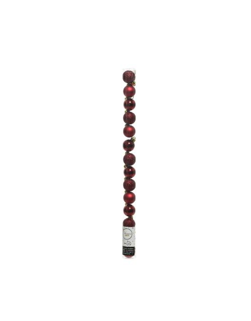 Decoris Kerstballen polystyreen shiny, matt, glitter mix ossenbloed dia3cm