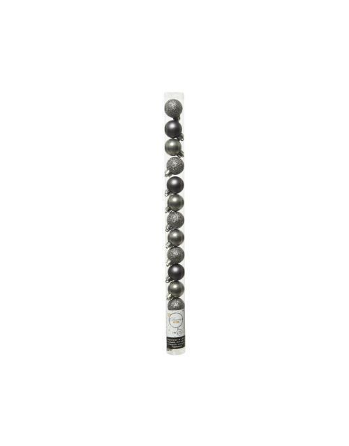Decoris Kerstballen kunstof mix D3cm warm grijs