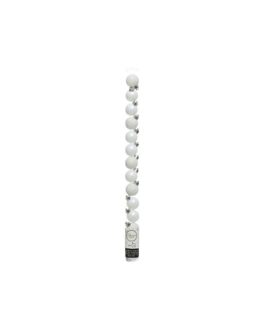 Decoris Kerstballen polystyreen matt, glitter mix winterwit dia3cm