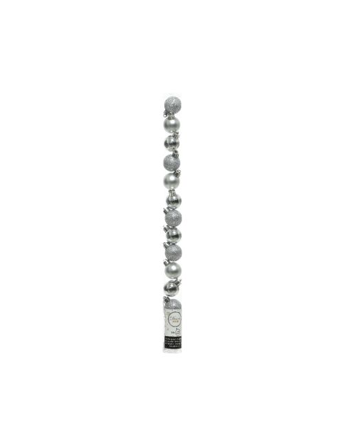 Decoris Kerstballen polystyreen shiny, matt, glitter mix zilver dia3cm