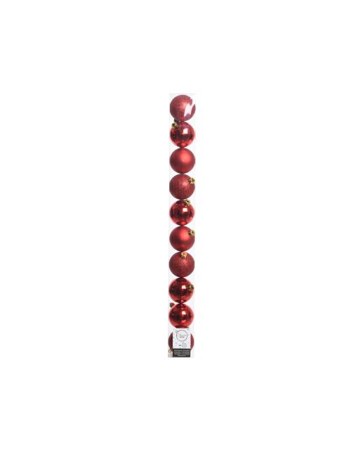 Decoris Kerstballen polystyreen shiny, matt, glitter mix kerstrood dia6cm