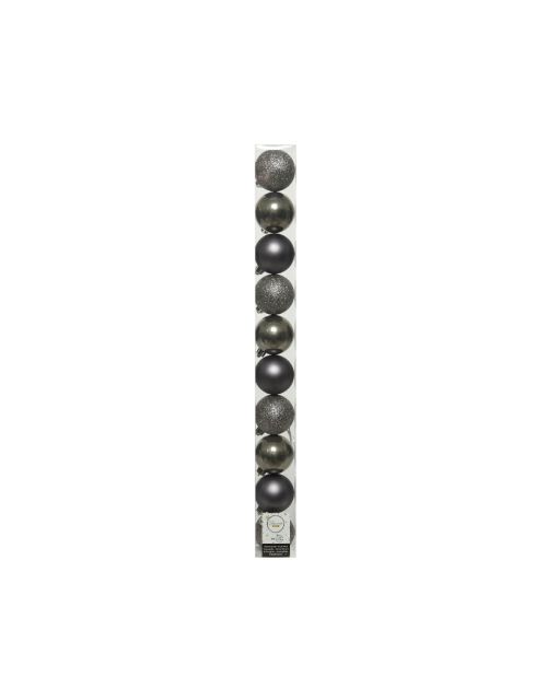 Decoris Kerstballen kunstof mix D6cm warm grijs