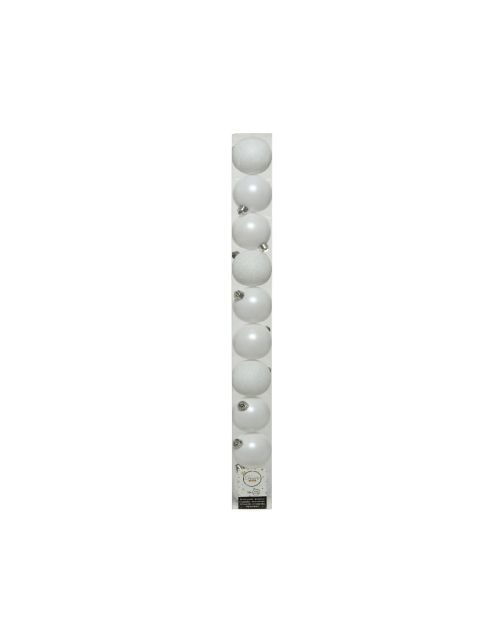 Decoris Kerstballen polystyreen glitter, mat mix winterwit dia6cm