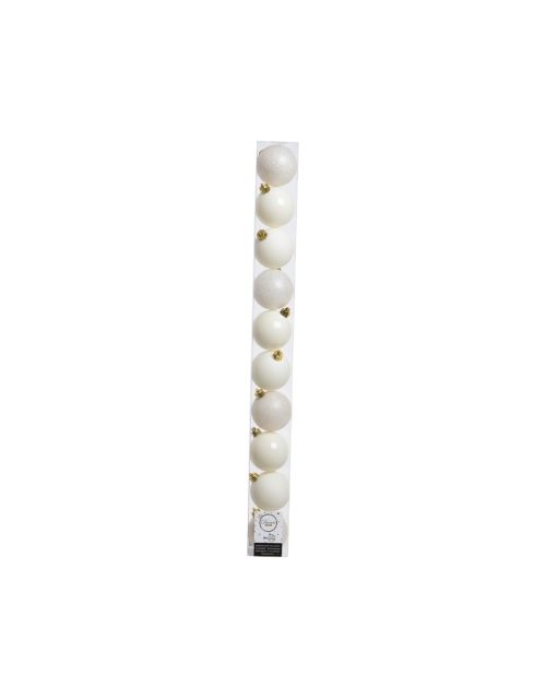 Decoris Kerstballen kunstof mix D6cm wolwit