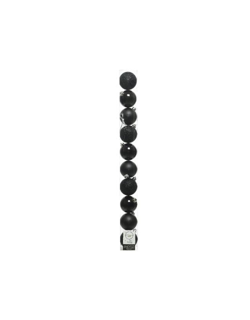 Decoris Kerstballen kunstof mix D6cm zwart