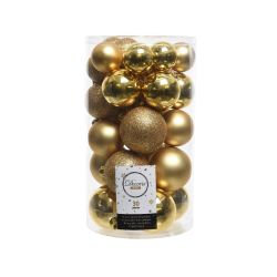 Decoris Kerstballen kunststof glanzend mat glitter D6cm goud