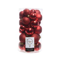 Decoris Kerstballen polystyreen shiny, matt, glitter mix kerstrood dia6cm
