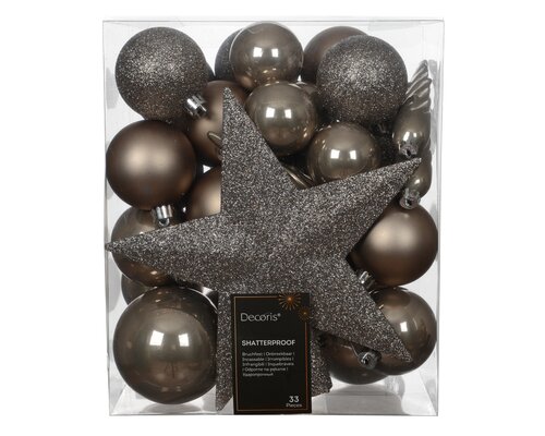 Decoris Kerstballen polystyreen enamel - matt - glitter mix - afbeelding 1