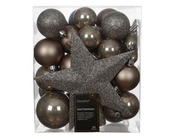 Decoris Kerstballen polystyreen enamel - matt - glitter mix - afbeelding 1