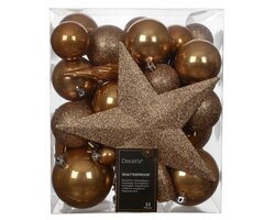 Decoris Kerstballen polystyreen enamel - matt - glitter mix - afbeelding 1