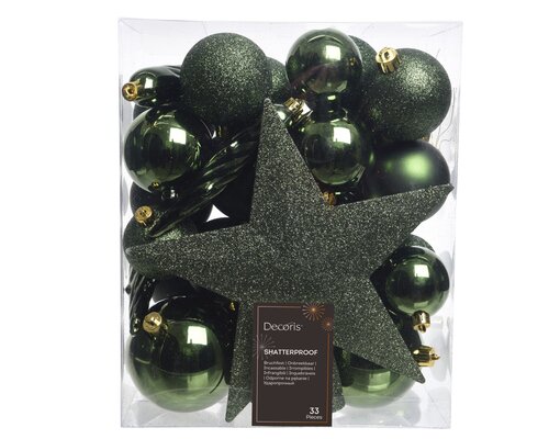 Decoris Kerstballen polystyreen matt, shiny, glitter mix - afbeelding 1
