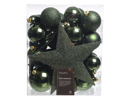 Decoris Kerstballen polystyreen matt, shiny, glitter mix - afbeelding 1
