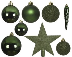 Decoris Kerstballen polystyreen matt, shiny, glitter mix - afbeelding 2