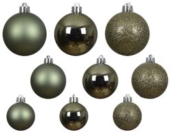 Decoris Kerstballen polystyreen mix matcha green dia6cm - afbeelding 2
