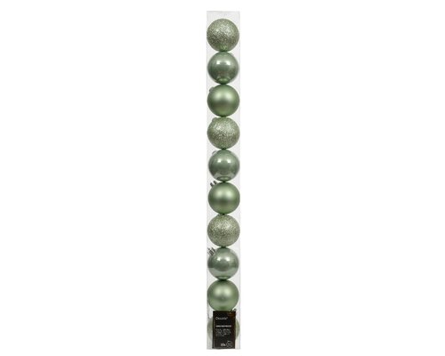 Decoris Kerstballen polystyreen mix matcha green dia6cm - afbeelding 1