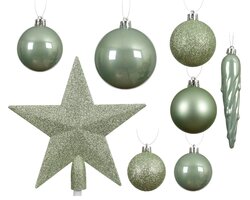 Decoris Kerstballen polystyreen mix matcha green dia8cm - afbeelding 2