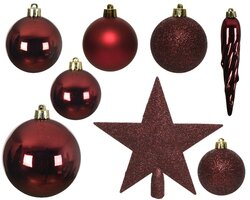 Decoris Kerstballen polystyreen mix ossenbloed dia8cm - afbeelding 2