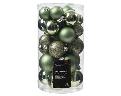 Decoris Kerstballen polystyreen mix rosemarijn dia6cm - afbeelding 1