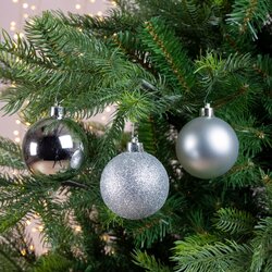 Decoris Kerstballen polystyreen shiny, matt, glitter mix - afbeelding 3