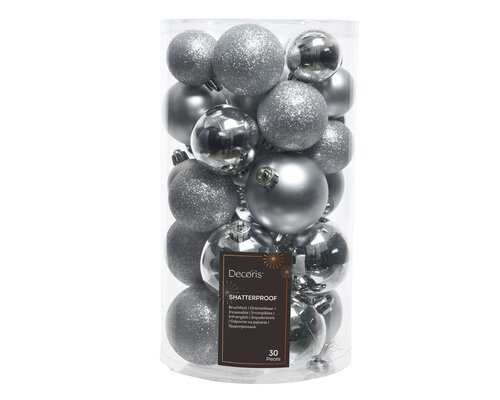 Decoris Kerstballen polystyreen shiny,matt,glitter mix - afbeelding 1