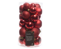 Decoris Kerstballen polystyreen shiny, matt, glitter mix - afbeelding 1