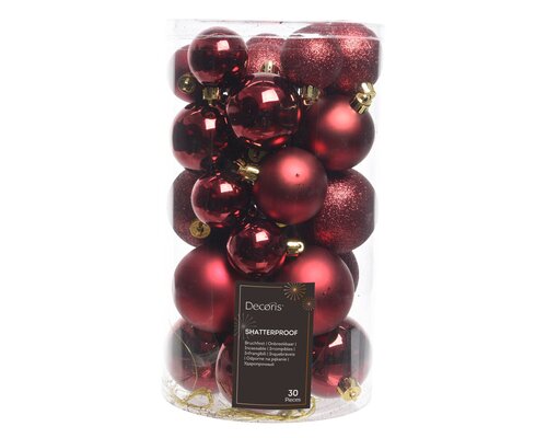 Decoris Kerstballen polystyreen shiny, matt, glitter mix - afbeelding 1