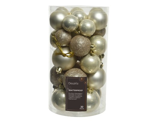 Decoris Kerstballen polystyreen shiny, matt, glitter mix - afbeelding 1