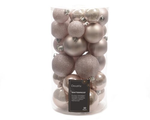 Decoris Kerstballen polystyreen shiny, matt, glitter mix - afbeelding 1