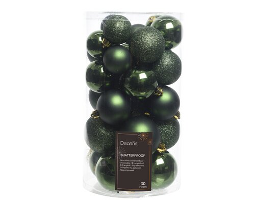 Decoris Kerstballen polystyreen shiny, matt, glitter mix - afbeelding 1