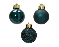 Decoris Kerstballen polystyreen shiny - matt - glitter mix - afbeelding 2