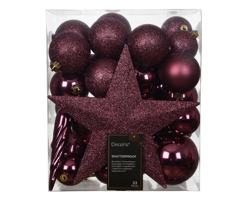 Decoris Kerstballen polystyreen shiny - matt - glitter mix - afbeelding 1