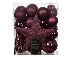 Decoris Kerstballen polystyreen shiny - matt - glitter mix - afbeelding 1