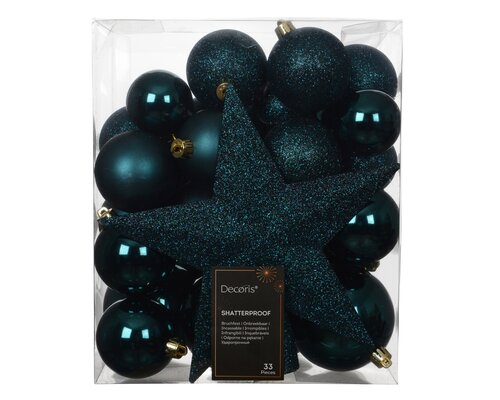 Decoris Kerstballen polystyreen shiny - matt - glitter mix - afbeelding 1