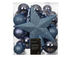 Decoris Kerstballen polystyreen shiny - matt - glitter mix - afbeelding 1