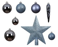 Decoris Kerstballen polystyreen shiny - matt - glitter mix - afbeelding 2