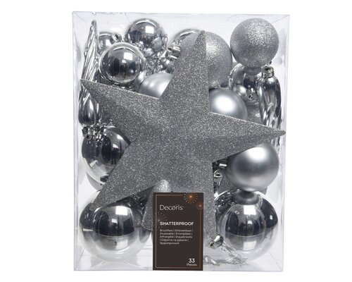 Decoris Kerstballen polystyreen shiny, matt, glitter mix - afbeelding 1