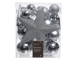 Decoris Kerstballen polystyreen shiny, matt, glitter mix - afbeelding 1