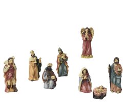 Decoris Kerstgroep polyresin maria, joseph, jesus, 3 king,angel, shepherd painting 8 figures - afbeelding 1