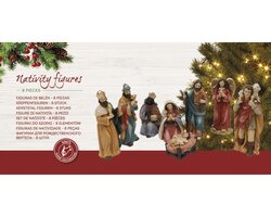Decoris Kerstgroep polyresin maria, joseph, jesus, 3 king,angel, shepherd painting 8 figures - afbeelding 2