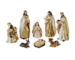 Decoris Kerstgroep polyresin maria, joseph, jesus, 3 king, cow donkey painting 8 figures