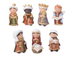 Decoris Kerstgroep polyresin maria, joseph, jesus, 3 king, shepherd, angel 8ass - afbeelding 2