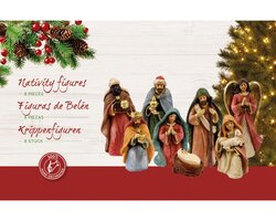 Decoris Kerstgroep polyresin maria, joseph, jesus, 3 king, shepherd, angel painting 8 figures - afbeelding 2