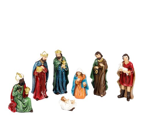 Decoris Kerstgroep polyresin maria, joseph, jesus, 3 king,shepherd painting 7 figures - afbeelding 1