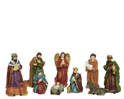 Decoris Kerstgroep polyresin maria - joseph - jesus - 3 kings - shepherd - angel - donkey - cow matt