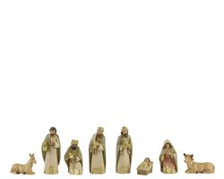 Decoris Kerstgroep polyresin maria, joseph, jezus, three kings, donker and cow painting