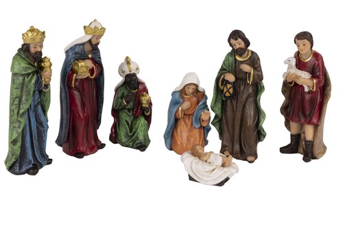 Decoris Kerstgroep polyresin maria, joseph, jezus, three kings and shepher painting