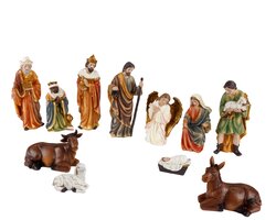 Decoris Kerstgroep polyresin painting 3kings, angel, mary, the father, shepherd, baby, donkey, cow,  - afbeelding 1