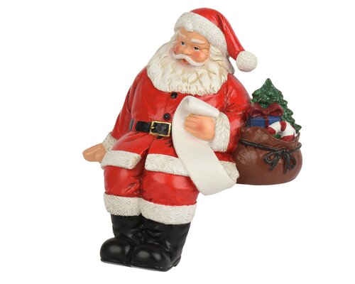 Decoris Kerstman polyresin sitting giftbag